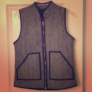 Black & White Herringbone Zipper Vest